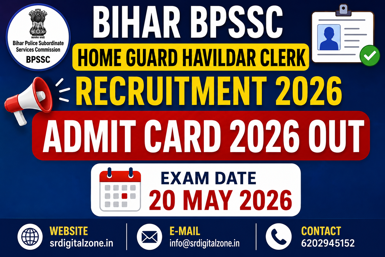 Bihar BPSSC Home Guard Havildar Clerk Admit Card 2026 Out