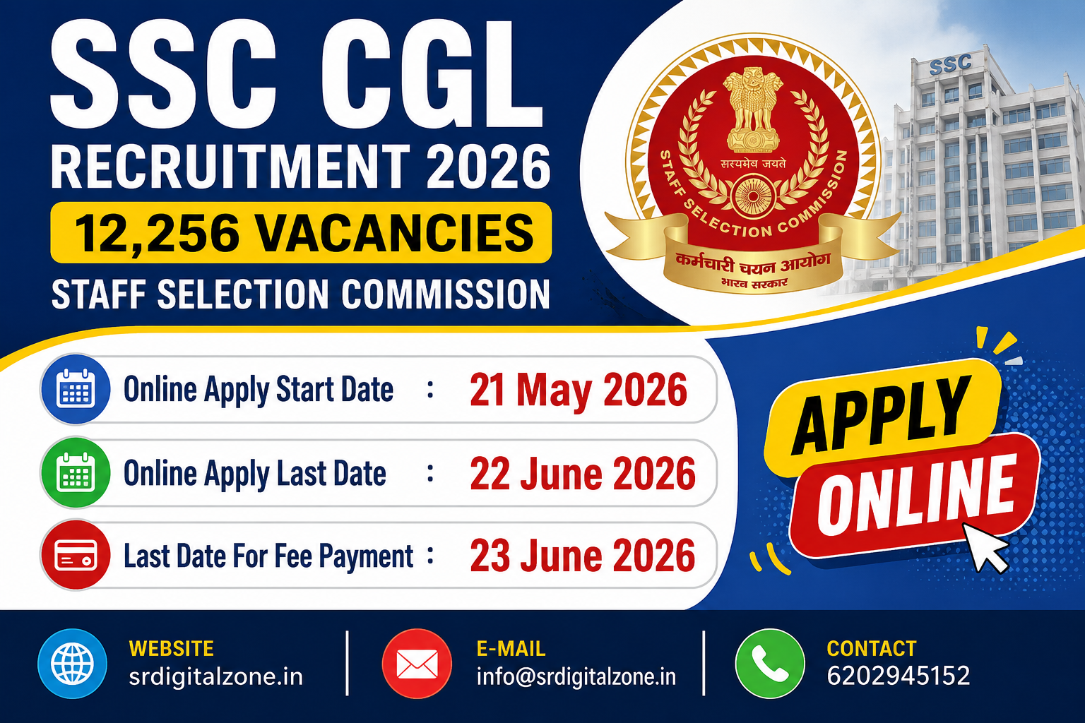 SSC CGL Online Form 2026 (12,256 Posts) – Start