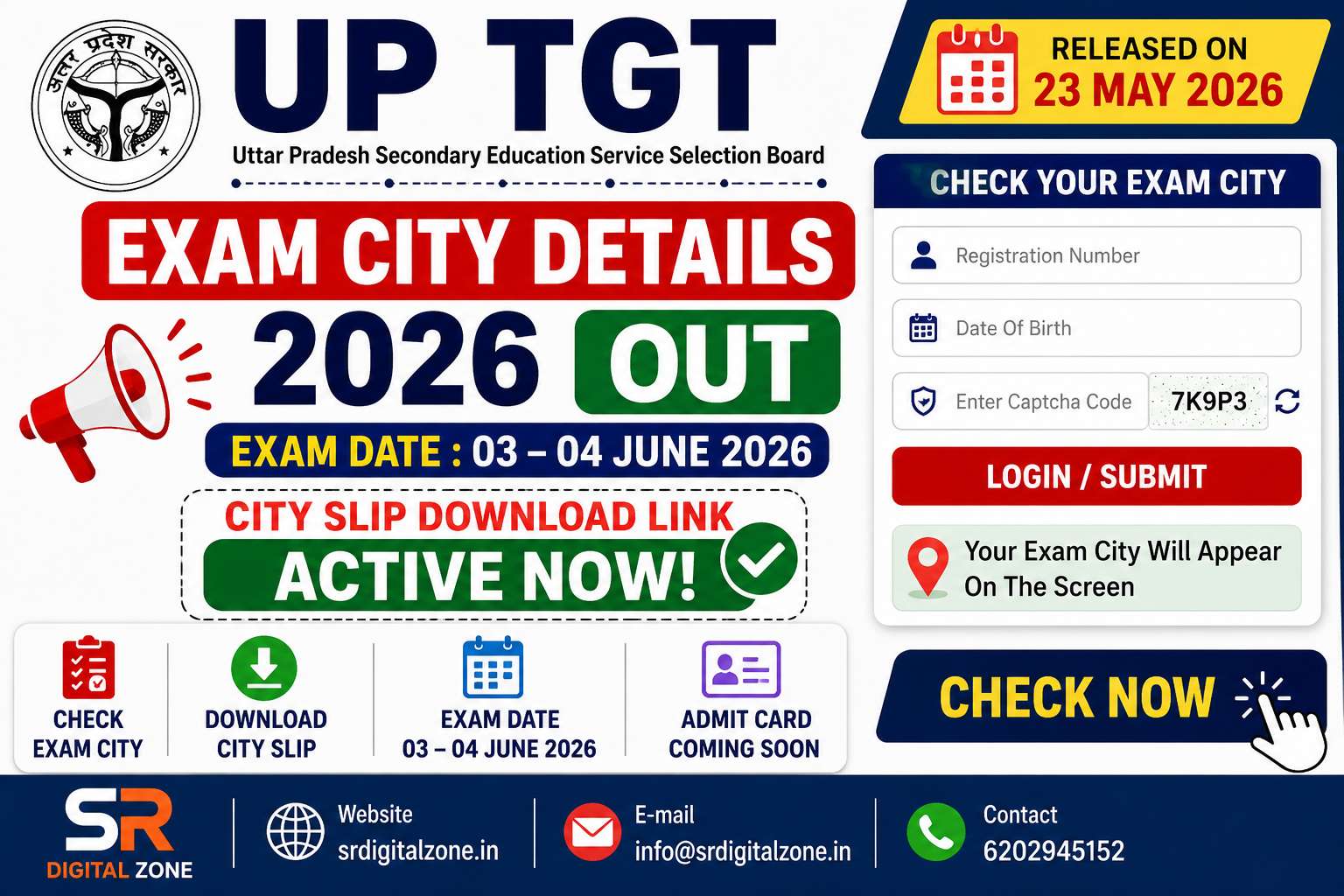 UP TGT Exam City Details 2026 Out, City Slip Download Link Active @ upessc.up.gov.in